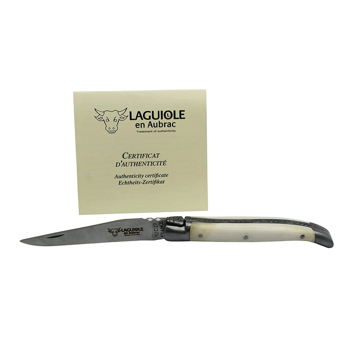 Laguiole en Aubrac Knife with Zebu Bone Handle, 3.5-Inches