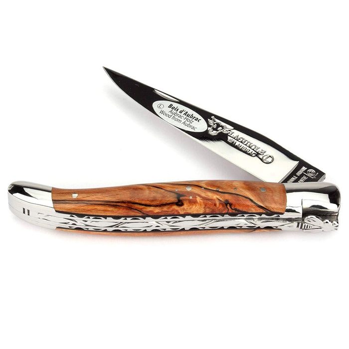 Laguiole en Aubrac Folding Knife with Beech Wood Handle, 4.8-Inches