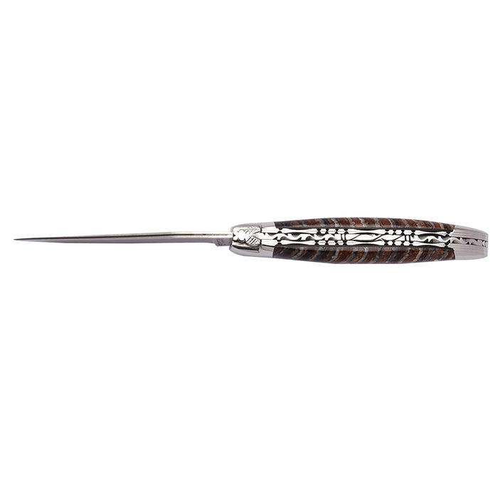 Laguiole en Aubrac Folding Knife with Light Brown Mollar Handle, 4.8-Inches