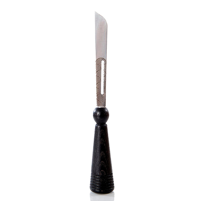 Roger Orfevre Stainless Steel Hard Cheese Knife with Black Handle
