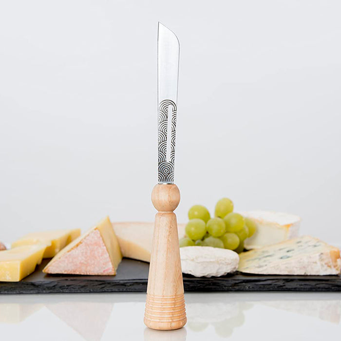 Roger Orfevre Stainless Steel Hard Cheese Knife with Natural Handle