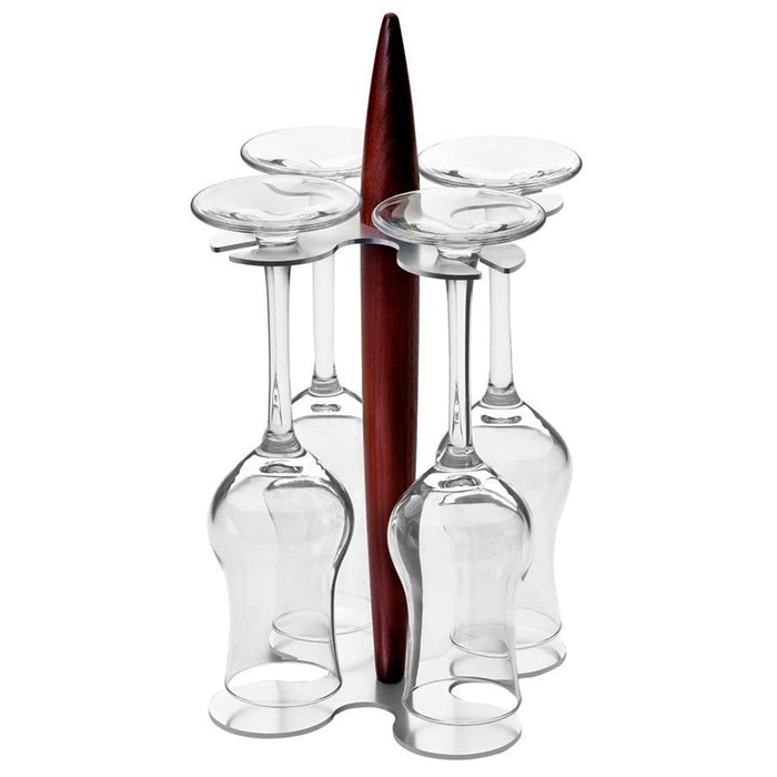 Legnoart Aluminium and Thermo Ashwood Grappa Glass Holder with 4 Liquor Glasses