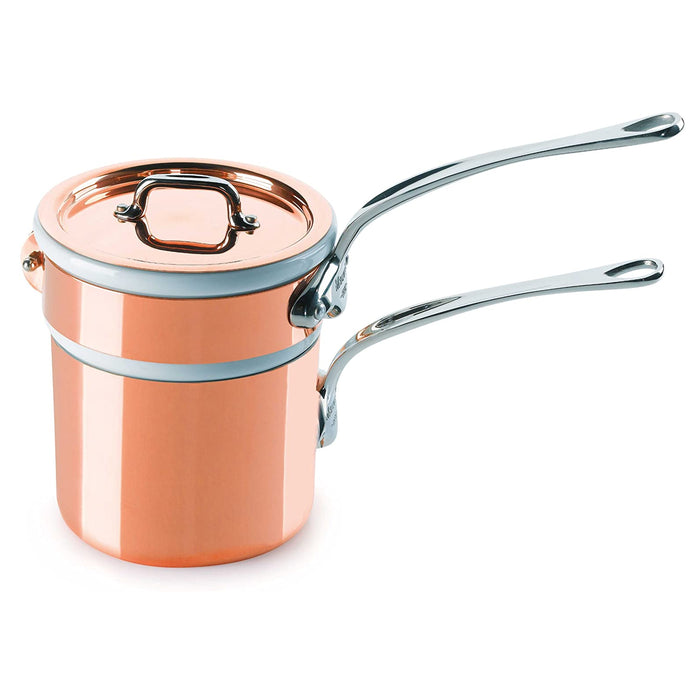 Mauviel M'150s Copper Bain Marie With Stainless Steel Handles & Copper Lid, 1.0-Quart
