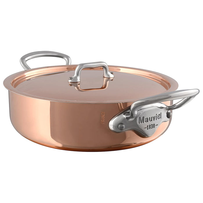 Mauviel M'150s Copper Rondeau with Stainless Steel Handles & Copper Lid, 3.4-Quart