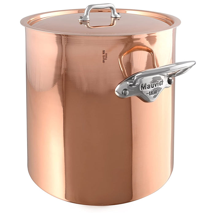Mauviel M'150s Copper Stockpot With Stainless Steel Handles & Copper Lid, 10.5-Quart