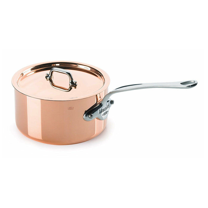 Mauviel M'150s Copper Saucepan With Stainless Steel Handle & Copper Lid, 0.9-Quart
