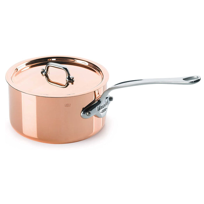 Mauviel M'150s Copper Saucepan With Stainless Steel Handle & Copper Lid, 2.6-Quart