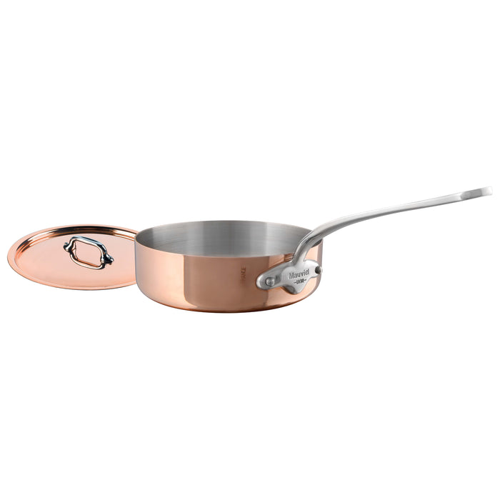 Mauviel M'150s Copper Saute Pan With Stainless Steel Handle & Copper Lid, 3.5-Quart