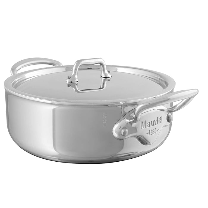 Mauviel M'Cook Stainless Steel Rondeau with Lid, 3.4-Quart
