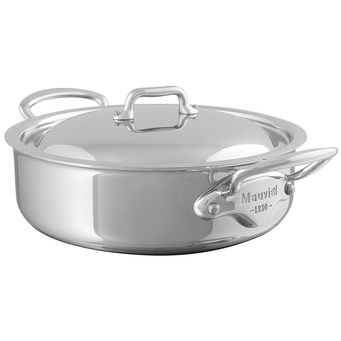 Mauviel M'Cook Stainless Steel Rondeau with Lid, 6.0-Quart
