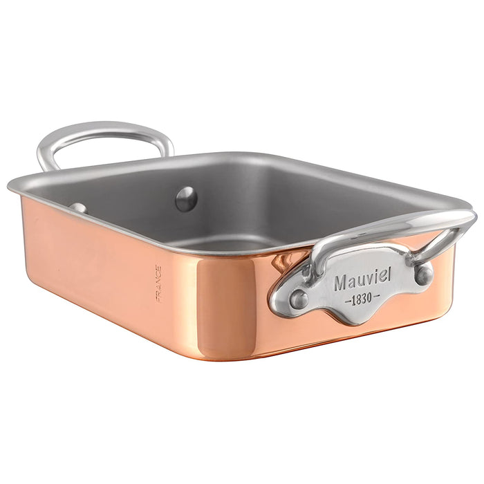 Mauviel M'Mini Copper Rectangular Roasting Pan With Stainless Steel Handles, 7.1 x 3.9 x 1.8-Inches