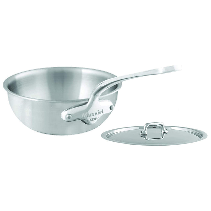 Mauviel M'Urban 3 Stainless Steel Curved Splayed Saute Pan With Lid, 2-Quart