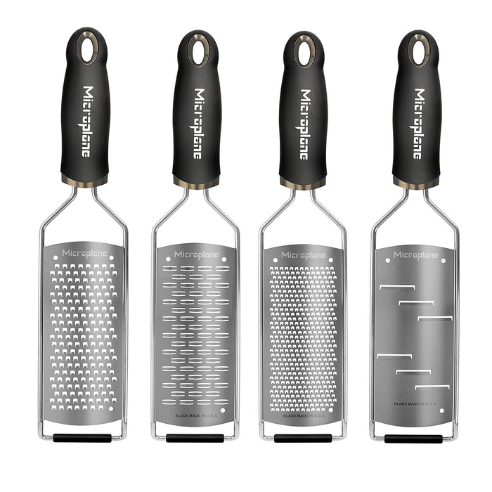 Microplane Gourmet Series 4-Piece Stainless Steel Cheese Grater Set, Black