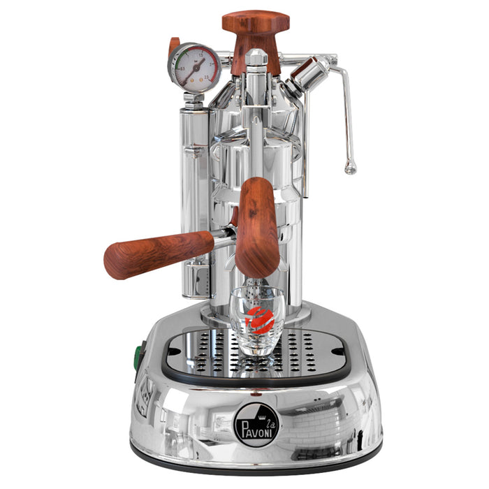 La Pavoni Professional 16-Cup Espresso Machine, Chrome and Wood
