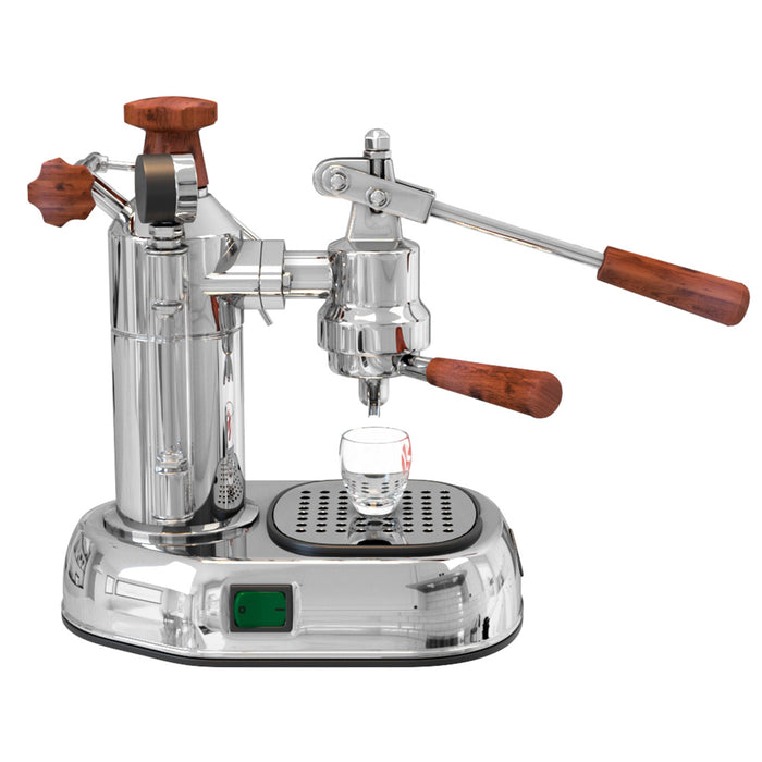 La Pavoni Professional 16-Cup Espresso Machine, Chrome and Wood