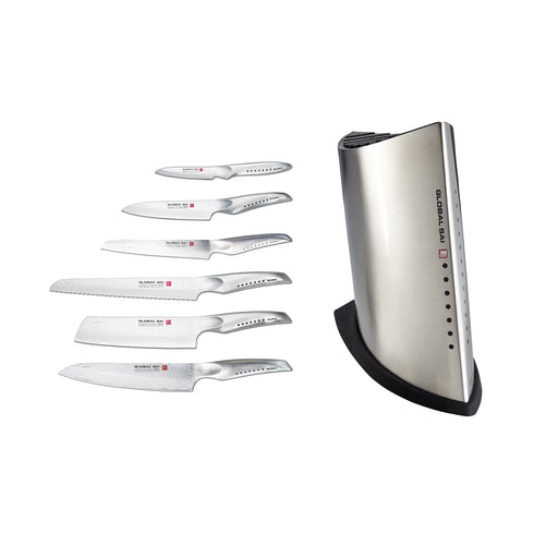 Global SAI Stainless Steel Knife Block Set, 7-Piece - LaCuisineStore