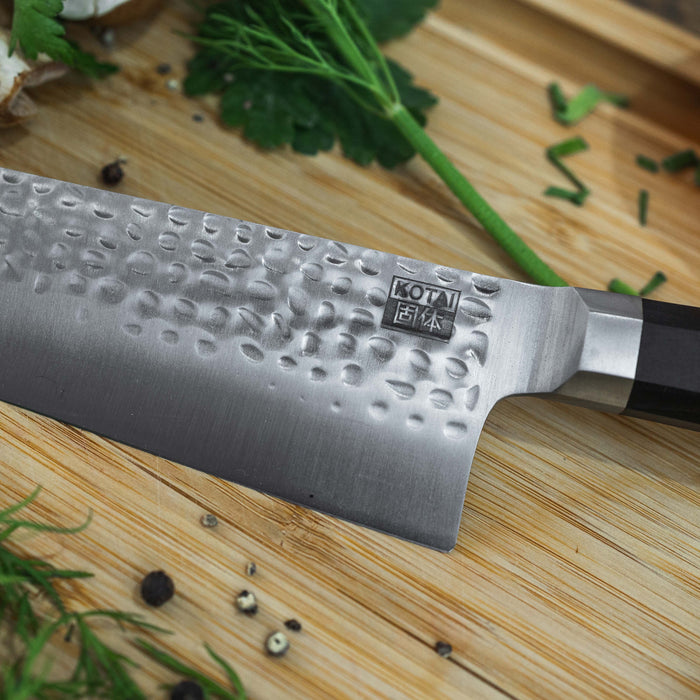 Kotai Stainless Steel Bunka Santoku Knife with Ebony Wood Handle, 6.6-Inch