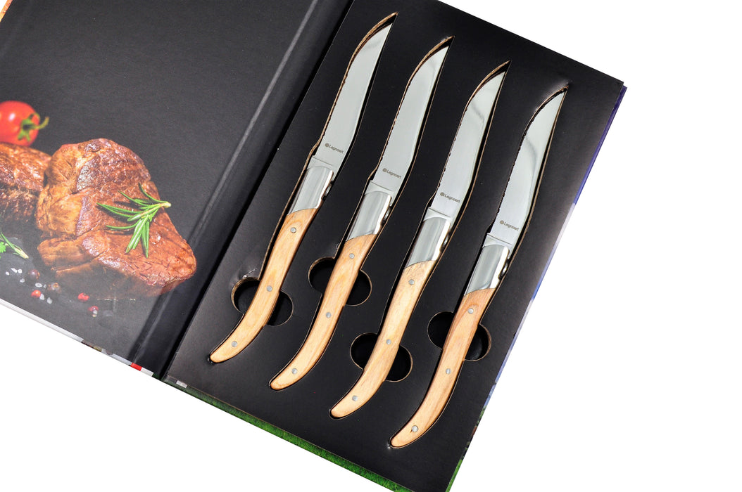 Legnoart Sirloin 4-Piece Steak Knife Set with Light Wood Handle