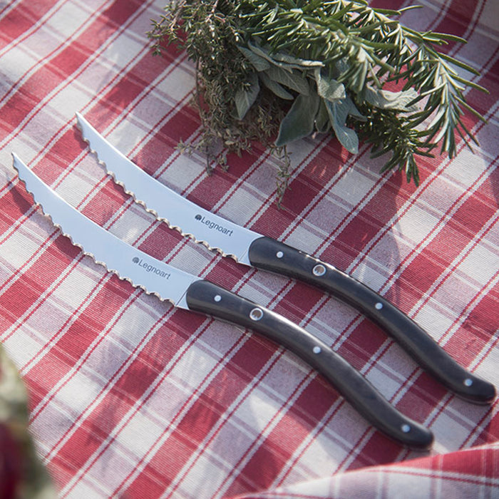 Legnoart Wagyu 4 Piece Steak Knife Set with Dark Wood Handle in Luxury Solid Wooden Box