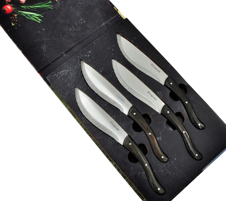 Legnoart Tomahawk 4-Piece Steak Knife Set with Dark Wood Handle