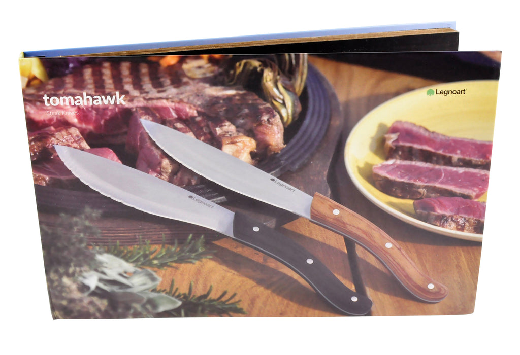 Legnoart Tomahawk 4-Piece Steak Knife Set with Light Wood Handle
