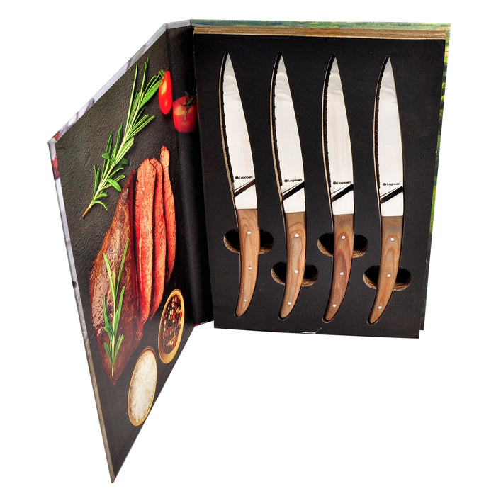 Set of 4 wood handle steak knives