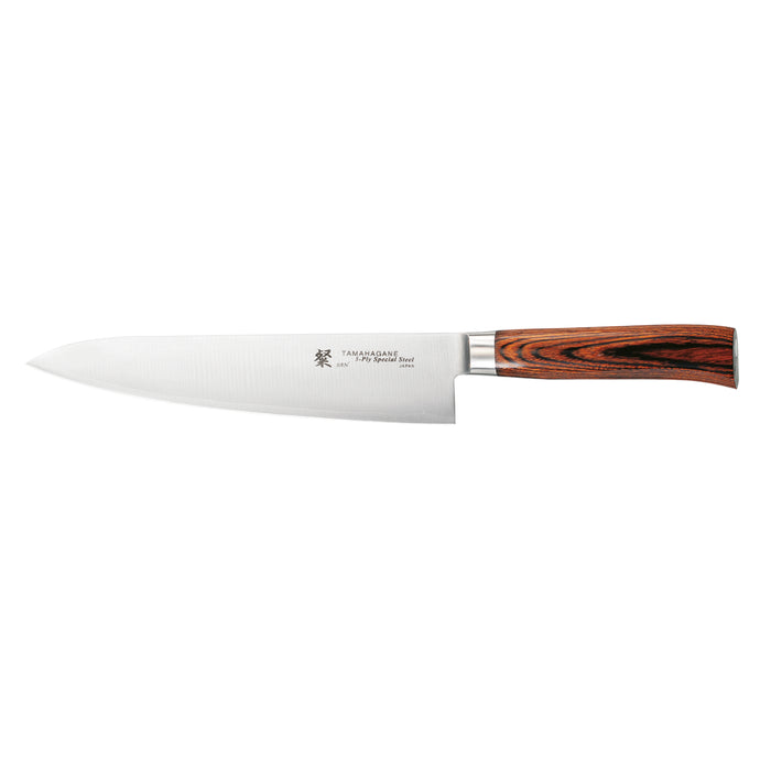 Tamahagane San 3-ply Special Steel Chef's Knife with Brown Pakkawood Handle, 8-Inches