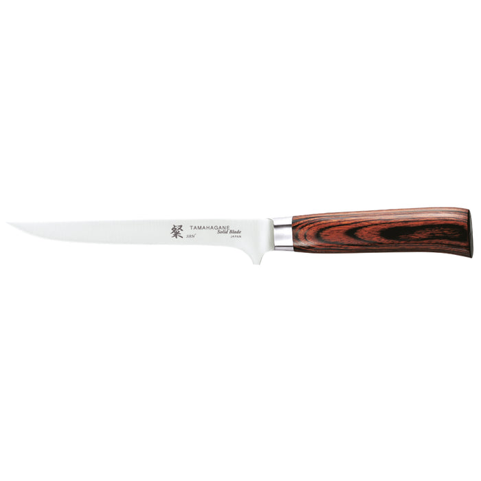 Tamahagane San 3-ply Special Steel Boning Knife with Brown Pakkawood Handle, 6.5-Inches
