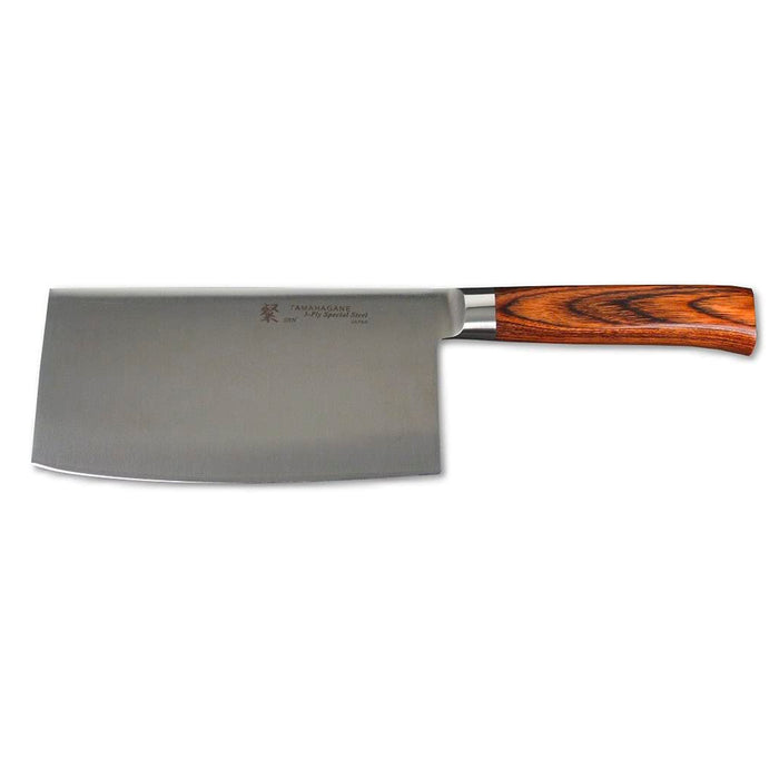 Tamahagane San 3-ply Special Steel Chinese Knife with Brown Pakkawood Handle, 7-Inches