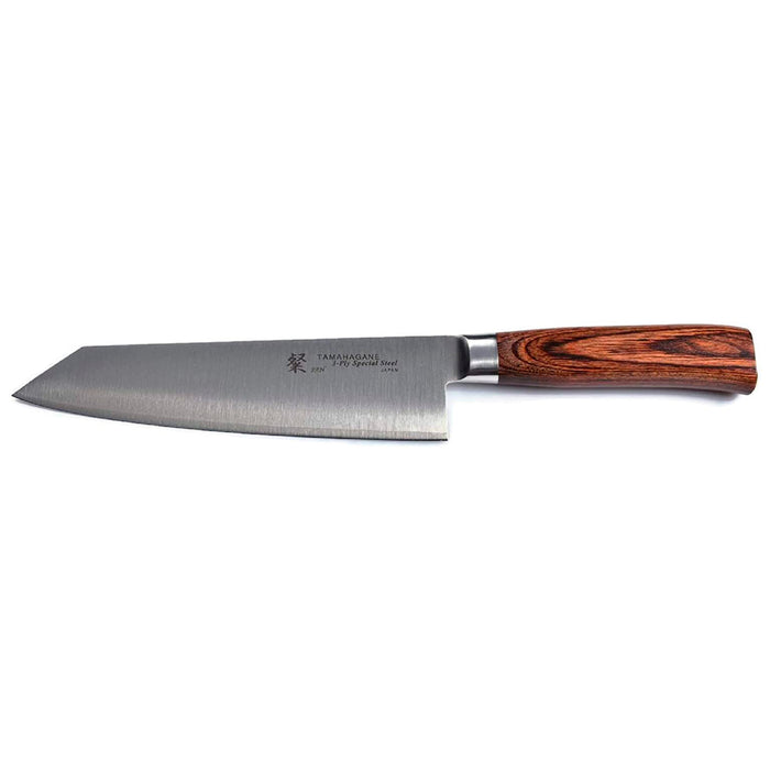 Tamahagane San 3-ply Special Steel Chef's Knife with Brown Pakkawood Handle, 7.5-Inches
