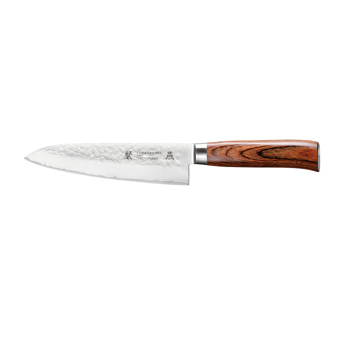 Tamahagane San Tsubame 3-ply Special Steel Chef's Knife with Brown Pakkawood Handle, 7-Inches
