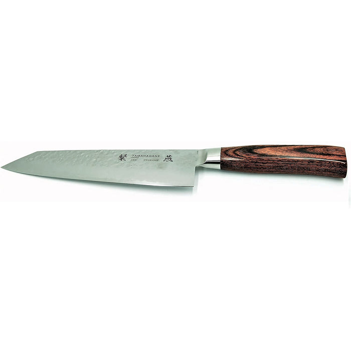 Tamahagane San Tsubame 3-ply Special Steel Chef's Knife with Brown Pakkawood Handle, 7.5-Inches