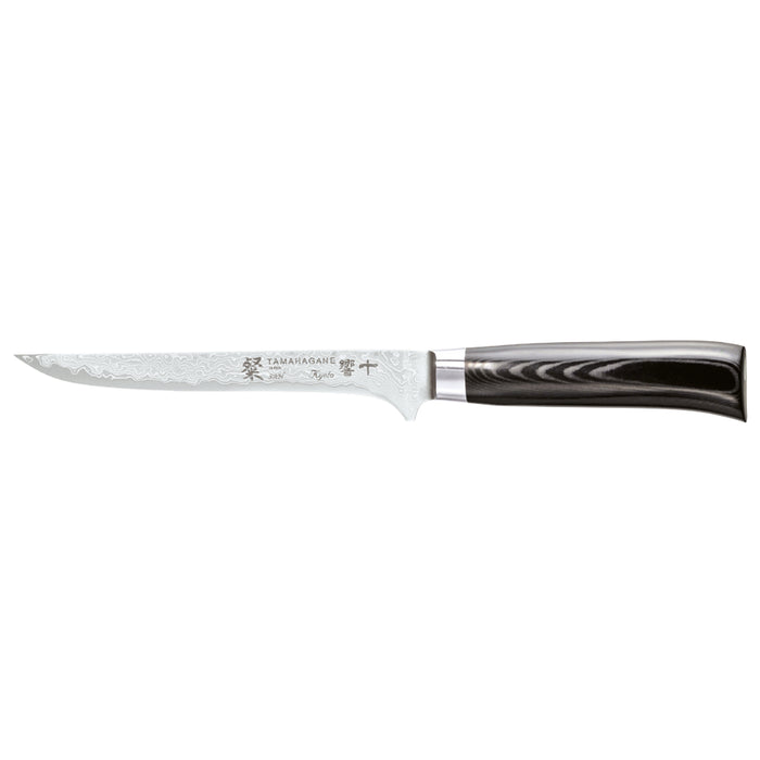 Tamahagane San Kyoto Damascus Steel Boning Knife with Black Mikarta Handle, 6-Inches