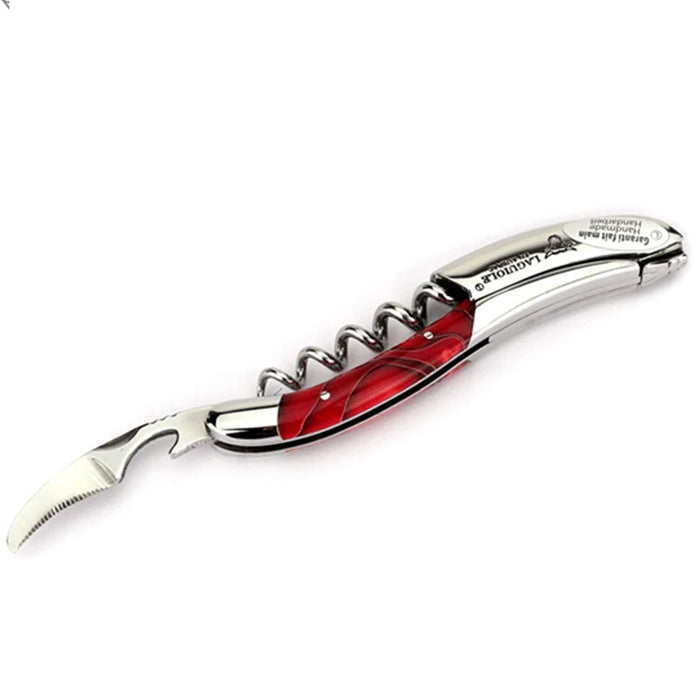Laguiole en Aubrac Stainless Steel Corkscrew with Marshmallow Red Handle