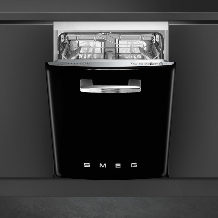 Smeg Under Counter Built-In Black Dishwasher with 13 Place Settings, 24-Inches