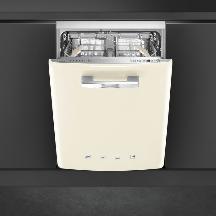 Smeg Under Counter Built-In Cream Dishwasher with 13 Place Settings, 24-Inches