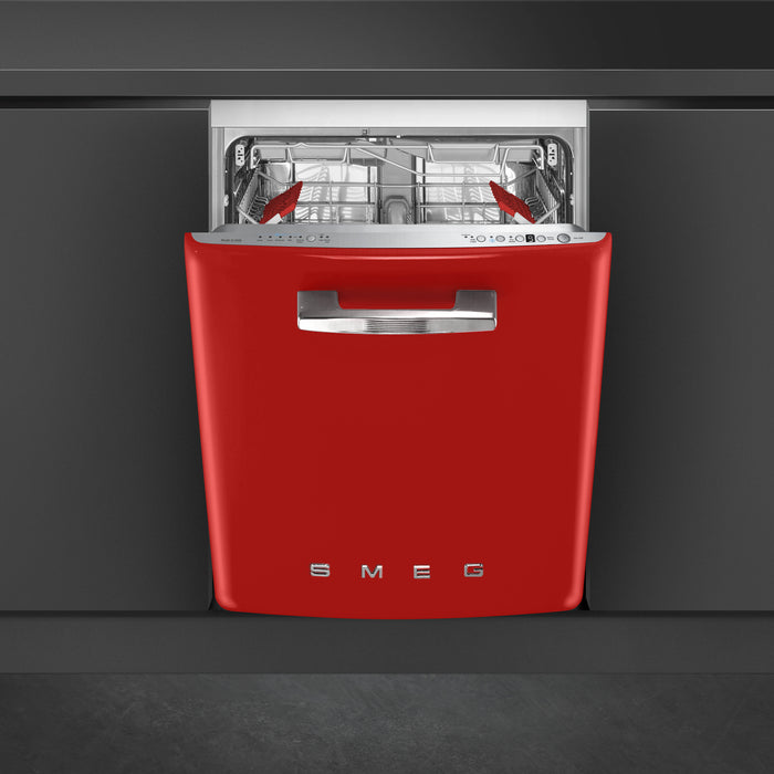 Smeg Under Counter Built-In Red Dishwasher with 13 Place Settings, 24-Inches