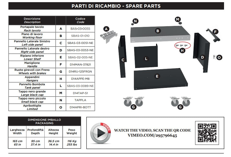 Alfa Forni Multi-Functional Base and Prep Station for Pizza Ovens, 65-Inches