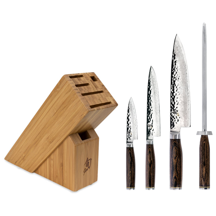Shun Premier Damascus Steel 5-Piece Knife Block Set