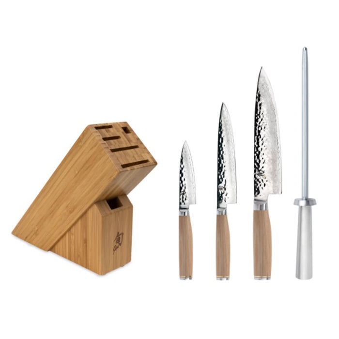 Shun Premier Blonde Damascus Steel 5-Piece Knife Block Set