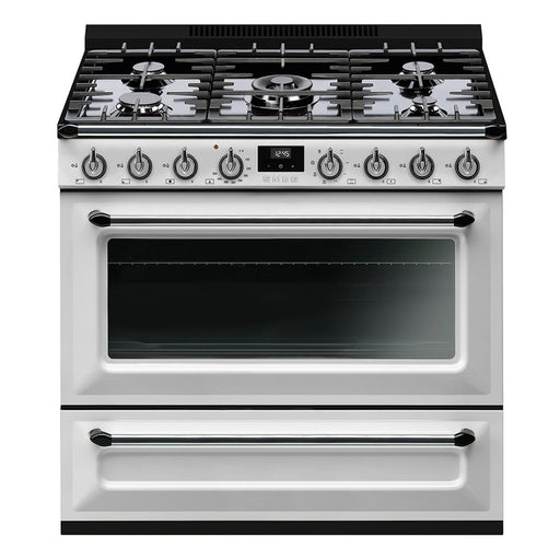 Smeg Victoria Aesthetic Free-Standing Dual-Fuel Range White, 36-Inches - LaCuisineStore