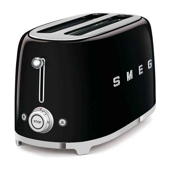 Smeg 50's Retro Style Aesthetic 4x2 Slice Black Toaster
