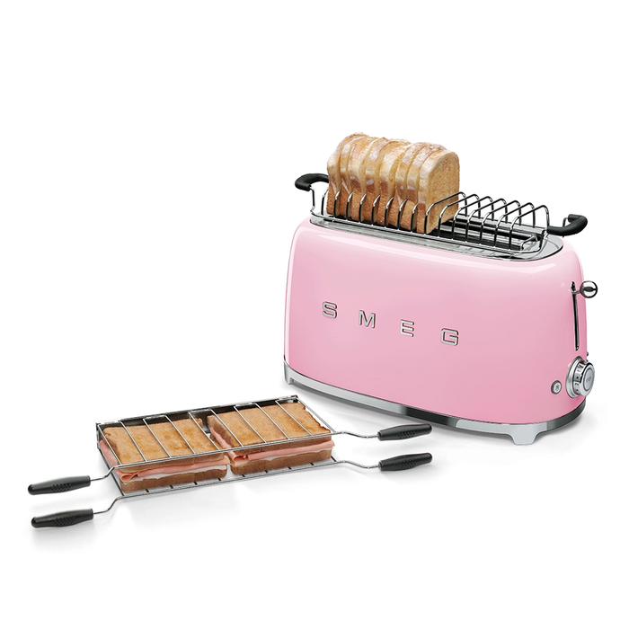 Smeg 50's Retro Style Aesthetic 4x2 Slice Pink Toaster