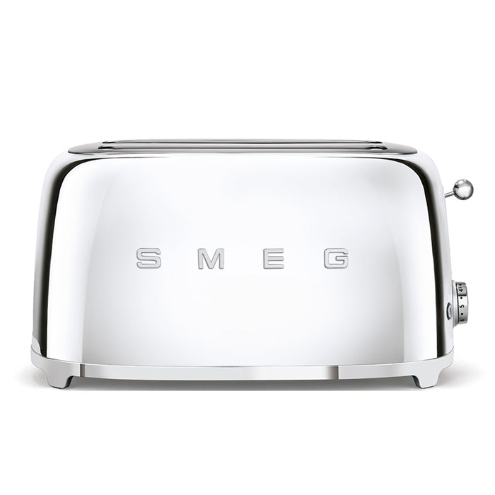 Smeg 50's Retro Style Aesthetic 4x2 Slice Toaster, Stainless Steel - LaCuisineStore
