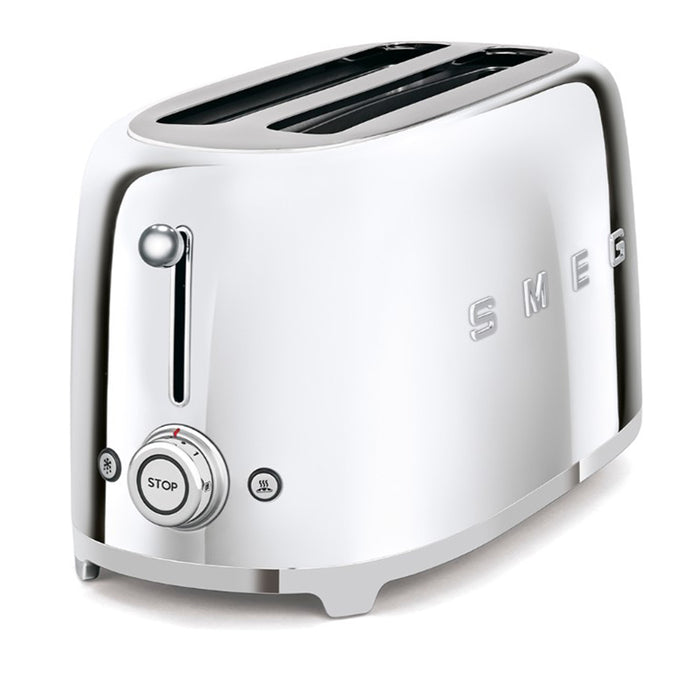 Smeg 50's Retro Style Aesthetic 4x2 Slice  Stainless Steel Toaster
