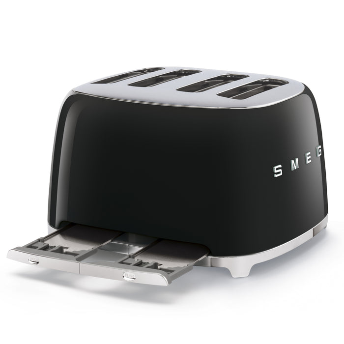 Smeg 50's Retro Style Aesthetic 4x4 Slice Black Toaster