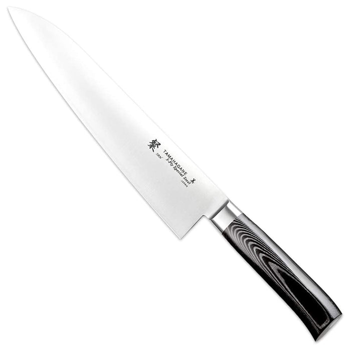 Tamahagane San 3-ply Special Steel Chef's Knife with Black Mikarta Handle, 8.3-Inches