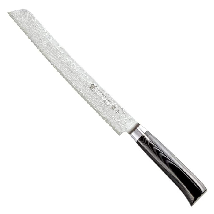 Tamahagane San Kyoto Damascus Steel Bread Knife with Black Mikarta Handle, 9-Inches