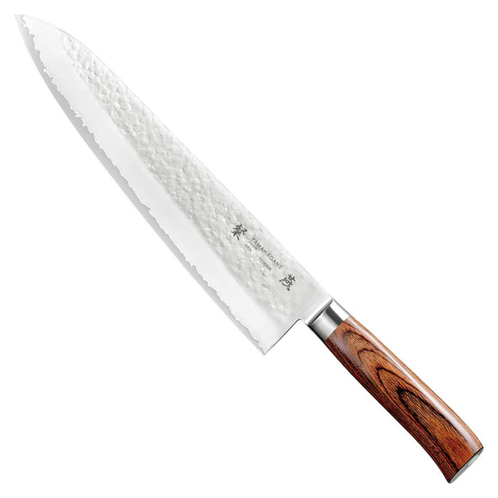 Tamahagane San Tsubame 3-ply Special Steel Chef's Knife with Brown Pakkawood Handle, 10.5-Inches