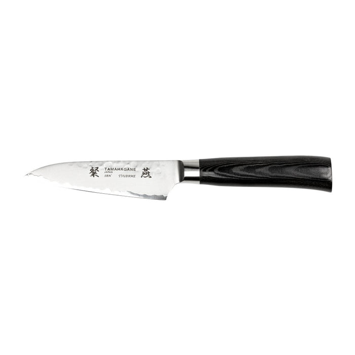 Tamahagane San Tsubame 3-ply Special Steel Paring Knife with Black Mikarta Handle, 3.5-Inches